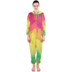 Pastel Shapes Painting            Hooded Jumpsuit (ladies) by LalyLauraFLM