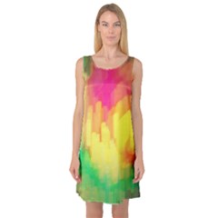 Pastel Shapes Painting            Sleeveless Satin Nightdress