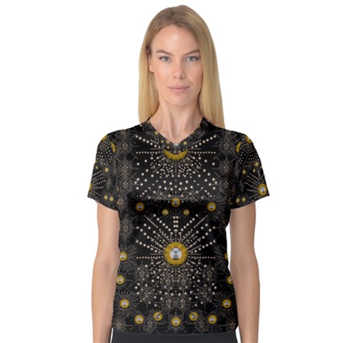 Lace Of Pearls In The Earth Galaxy Pop Art Women s V-neck Sport Mesh Tee by pepitasart