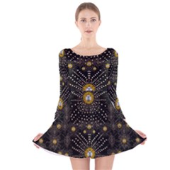 Lace Of Pearls In The Earth Galaxy Pop Art Long Sleeve Velvet Skater Dress by pepitasart