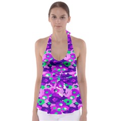 Violet Blossoms Babydoll Tankini Top