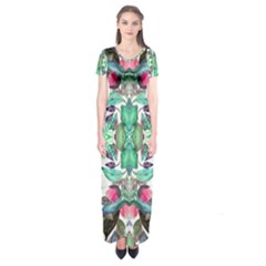 Birds In Rainforest Short Sleeve Maxi Dress