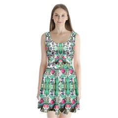 Birds In Rainforest Split Back Mini Dress 