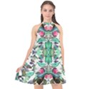 Birds In Rainforest Halter Neckline Chiffon Dress  View1