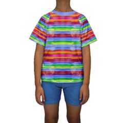 Stripes Print Designs 3 Kids  Short Sleeve Swimwear