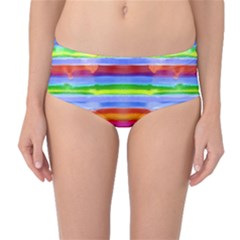 Stripes Print Designs 3 Mid-waist Bikini Bottoms