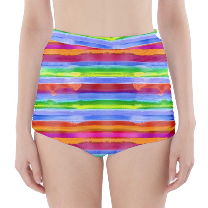 Stripes Print Designs 3 High-Waisted Bikini Bottoms