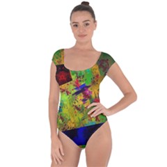 Green Paint        Short Sleeve Leotard