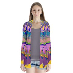 Shapes In Retro Colors        Drape Collar Cardigan