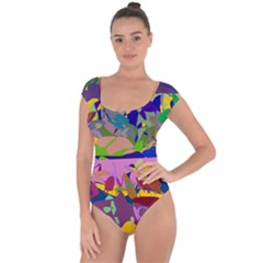 Shapes In Retro Colors         Short Sleeve Leotard