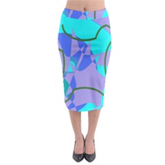 Purple Blue Shapes                Midi Pencil Skirt by LalyLauraFLM