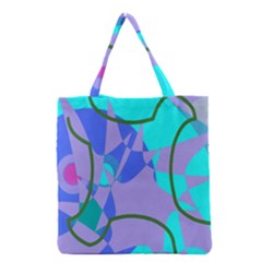 Purple Blue Shapes              Grocery Tote Bag by LalyLauraFLM