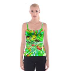 Colorful Painting On A Green Background              Spaghetti Strap Top by LalyLauraFLM