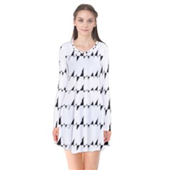 Black And White Wavy Stripes Pattern Flare Dress by dflcprintsclothing