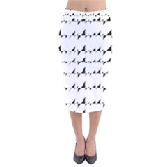 Black And White Wavy Stripes Pattern Velvet Midi Pencil Skirt by dflcprintsclothing