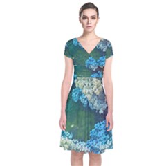 Fractal Formula Abstract Backdrop Short Sleeve Front Wrap Dress