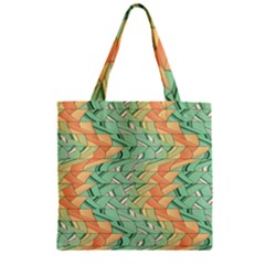 Emerald And Salmon Pattern Zipper Grocery Tote Bag by linceazul