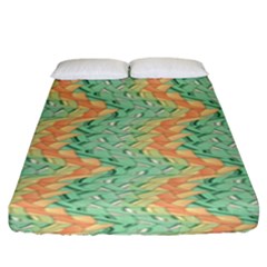 Emerald And Salmon Pattern Fitted Sheet (king Size) by linceazul