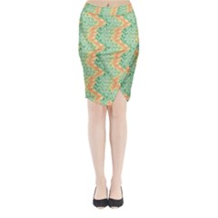 Emerald And Salmon Pattern Midi Wrap Pencil Skirt by linceazul