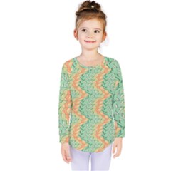 Emerald And Salmon Pattern Kids  Long Sleeve Tee