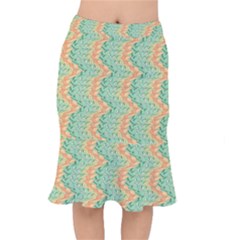 Emerald And Salmon Pattern Mermaid Skirt by linceazul