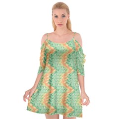 Emerald And Salmon Pattern Cutout Spaghetti Strap Chiffon Dress