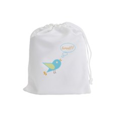 Cute Tweet Drawstring Pouches (large)  by linceazul