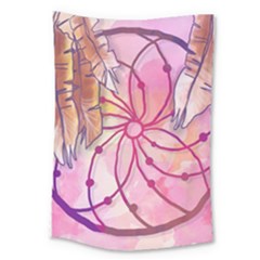 Watercolor Cute Dreamcatcher With Feathers Background Large Tapestry by TastefulDesigns