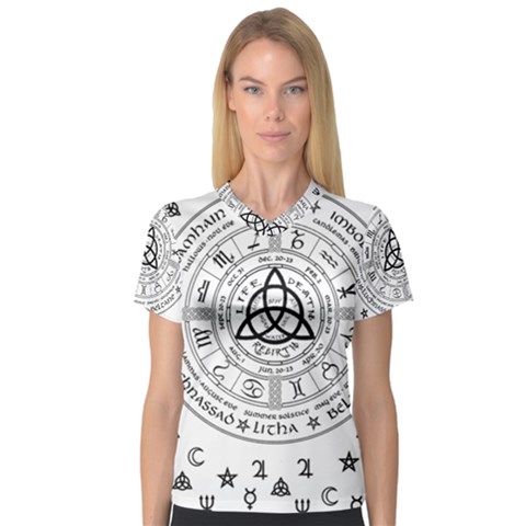 Witchcraft Symbols  Women s V-neck Sport Mesh Tee by Valentinaart