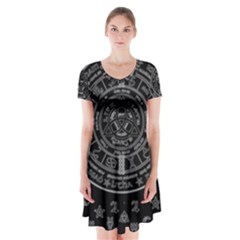 Witchcraft Symbols  Short Sleeve V-neck Flare Dress by Valentinaart