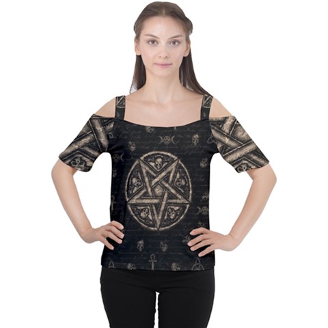 Witchcraft Symbols  Women s Cutout Shoulder Tee by Valentinaart