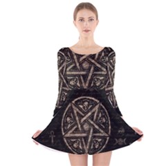 Witchcraft Symbols  Long Sleeve Velvet Skater Dress by Valentinaart