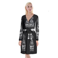 Illuminati Long Sleeve Velvet Front Wrap Dress