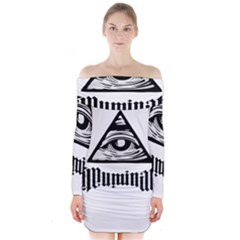 Illuminati Long Sleeve Off Shoulder Dress by Valentinaart