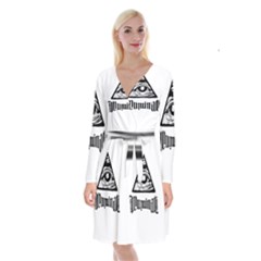 Illuminati Long Sleeve Velvet Front Wrap Dress