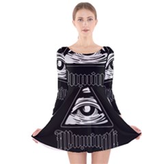 Illuminati Long Sleeve Velvet Skater Dress by Valentinaart