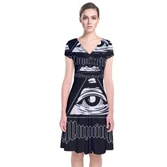 Illuminati Short Sleeve Front Wrap Dress by Valentinaart