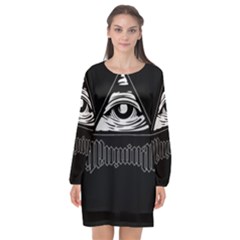 Illuminati Long Sleeve Chiffon Shift Dress 