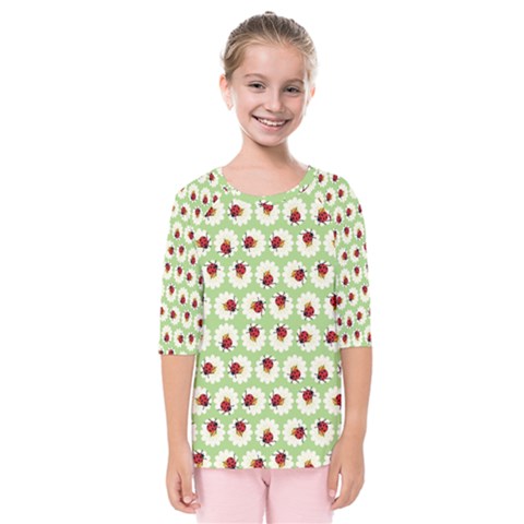 Ladybugs Pattern Kids  Quarter Sleeve Raglan Tee by linceazul