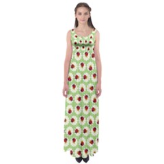 Ladybugs Pattern Empire Waist Maxi Dress by linceazul