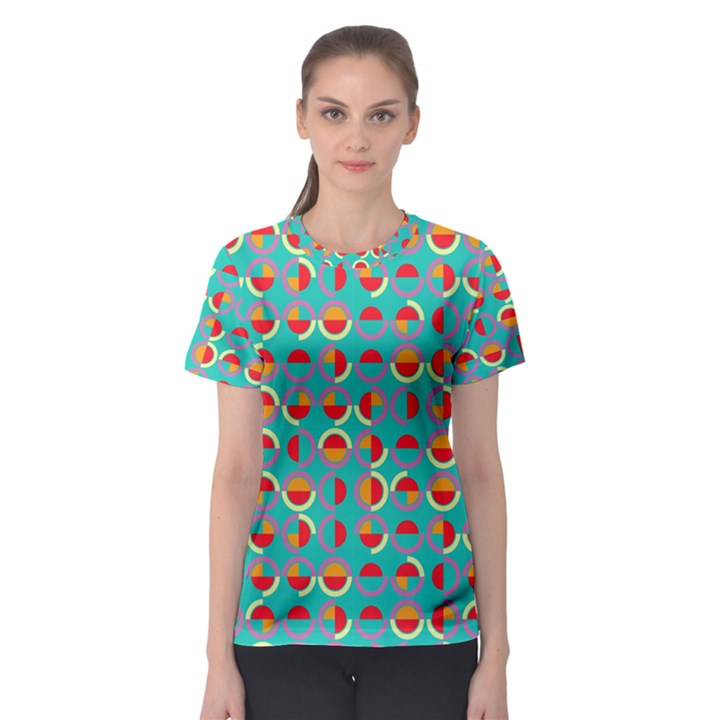 Semicircles And Arcs Pattern Women s Sport Mesh Tee