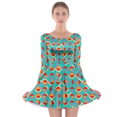 Semicircles And Arcs Pattern Long Sleeve Skater Dress by linceazul