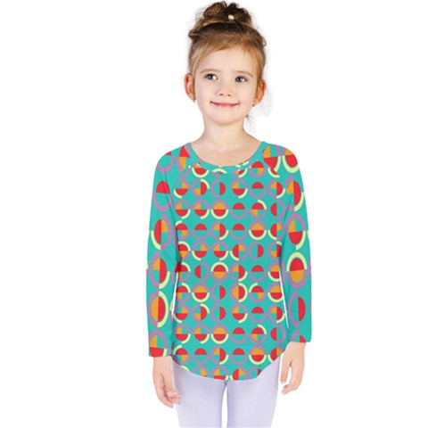 Semicircles And Arcs Pattern Kids  Long Sleeve Tee by linceazul