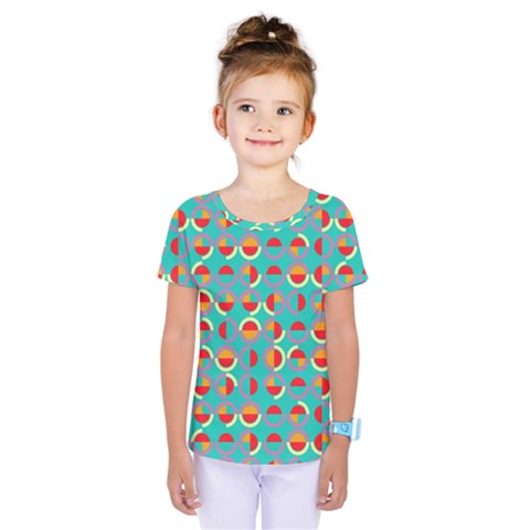 Semicircles And Arcs Pattern Kids  One Piece Tee by linceazul