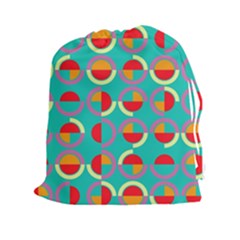 Semicircles And Arcs Pattern Drawstring Pouches (xxl) by linceazul