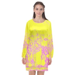 Colors Long Sleeve Chiffon Shift Dress 