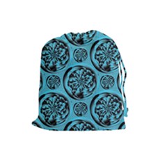 Turquoise Pattern Drawstring Pouches (large)  by linceazul