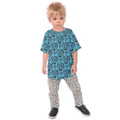 Turquoise Pattern Kids  Raglan Tee