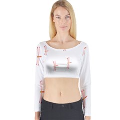 Animal Dragonfly Fly Pink Long Sleeve Crop Top by Mariart