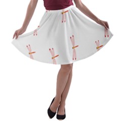 Animal Dragonfly Fly Pink A-line Skater Skirt by Mariart